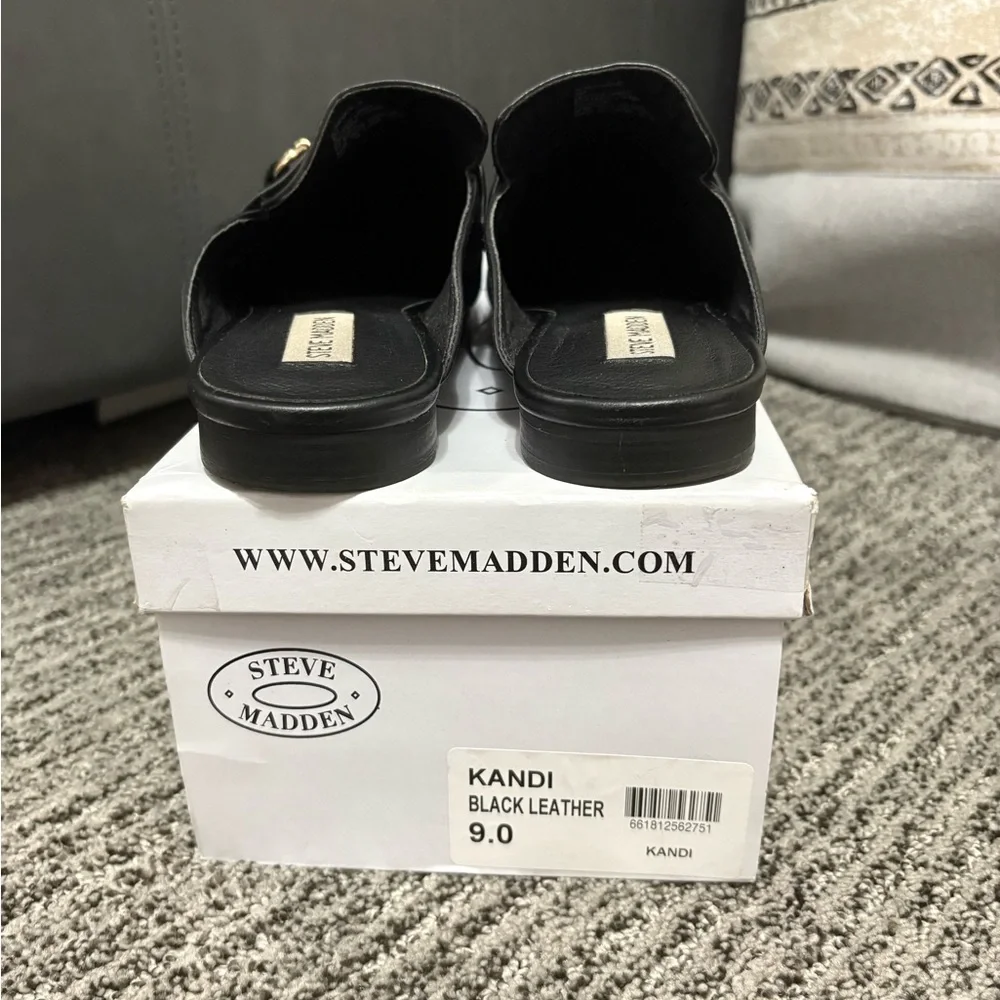 Steve Madden Kandi Black Leather Loafers - Picture 5 of 6